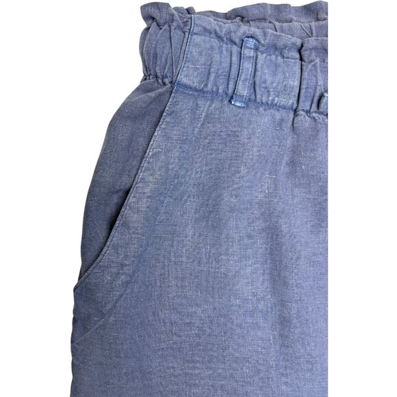 Anthropologie Cloth and Stone Blue Linen Drawstring Wide Leg Crop Pants - Picture 6 of 8